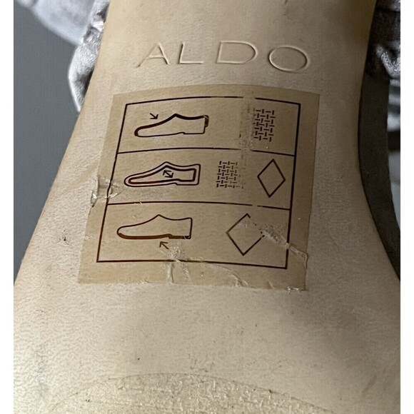 ALDO Beige Suede Embroidered Mesh Open Toe Strappy Back Zip High Heels Women 7.5 - Picture 13 of 13